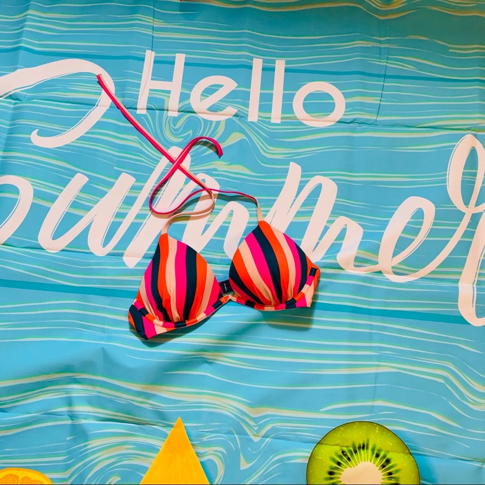 Multicolor striped bikini top